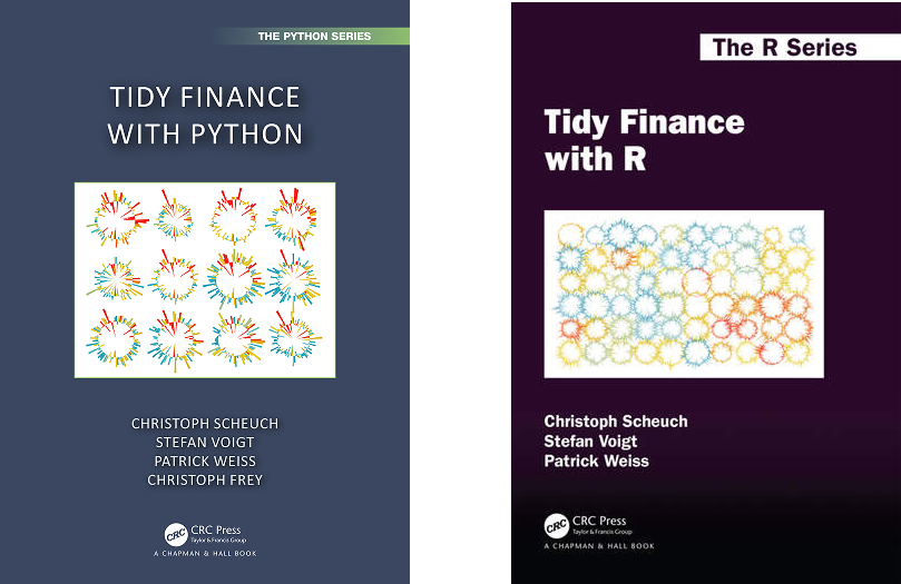 Book covers of Tidy Finance with Python and Tidy Finance with R